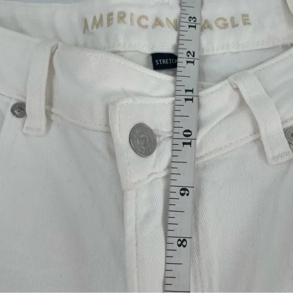 NWT American Eagle White Stretch Denim 5 Pocket Mom Jeans Casual Cotton Blend - Picture 10 of 13